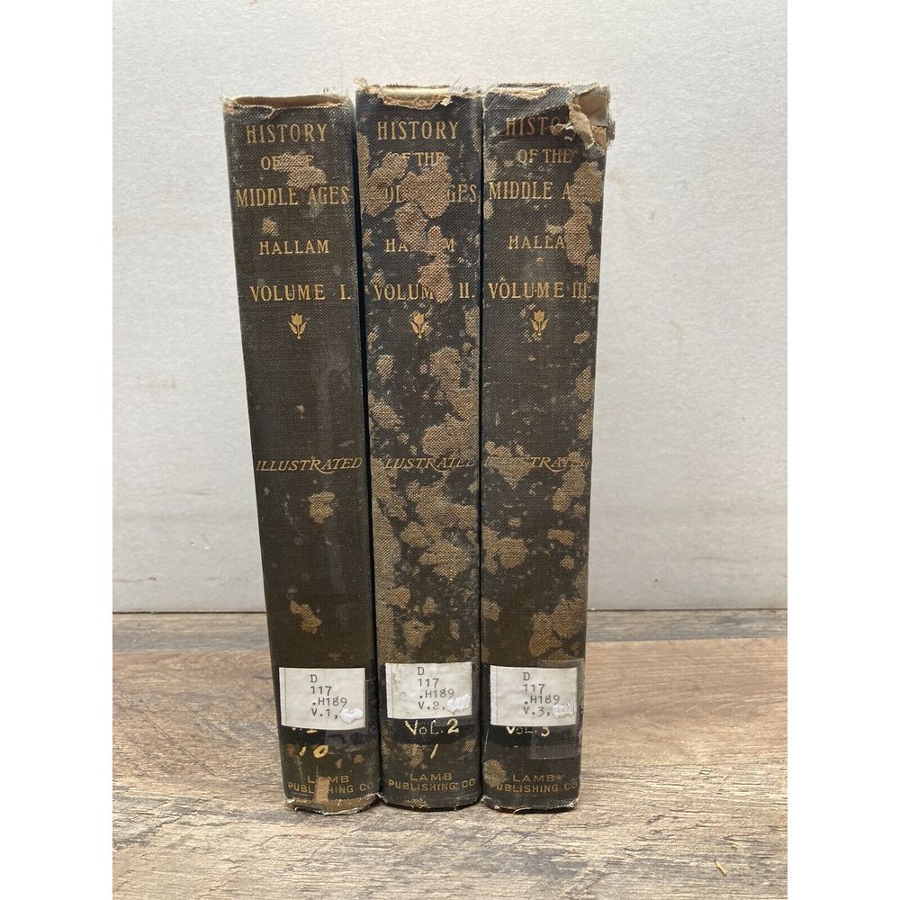 1900 History Of The Middle Ages‎ Vols. 1-3 Set by Henry Hallam - Rare